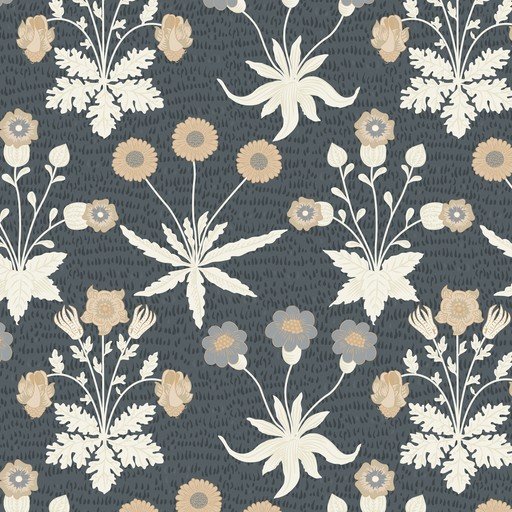 Vintage Floral Pattern with Dark Blue Background