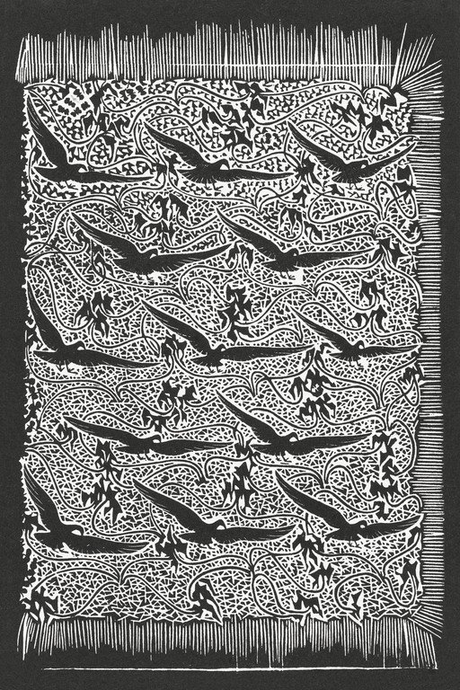 Art Nouveau Birds and Floral Pattern