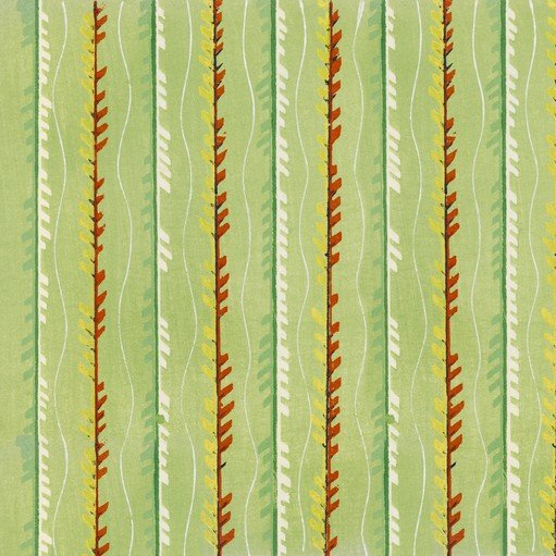 Retro Botanical Stripe Wallpaper Pattern