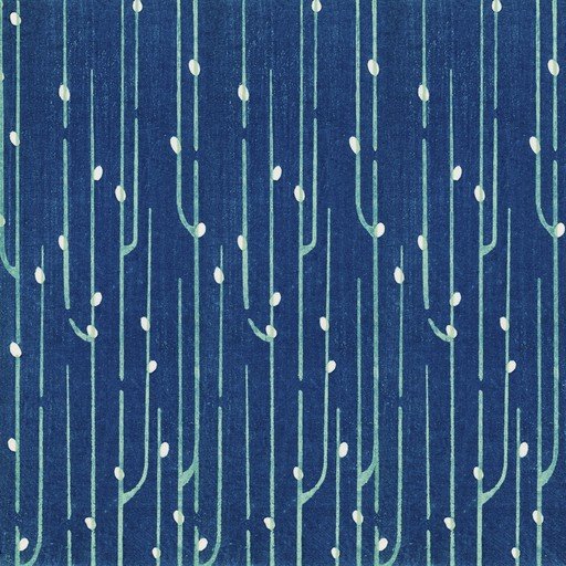 Abstract Blue and White Botanical Pattern