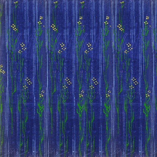 Art Nouveau Floral Pattern with Blue and Green Tones