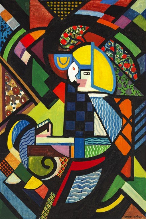 Abstract Portrait with Geometric Patterns