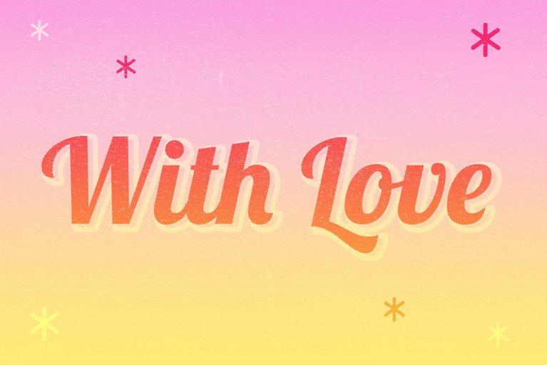 With Love Text with Gradient and Star Accents