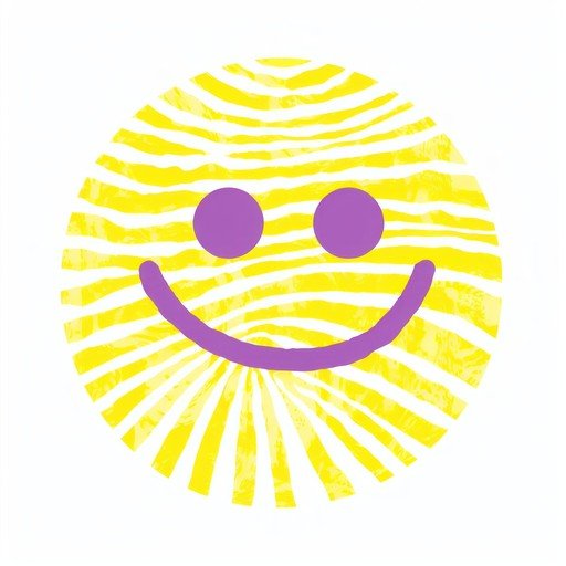 Vibrant Yellow Smiley Face with Purple Accents