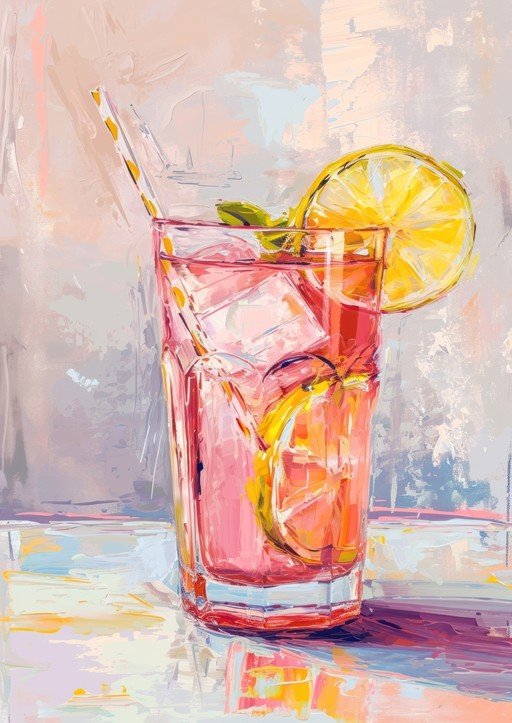 Impressionist Pink Lemonade with Lemon Slices