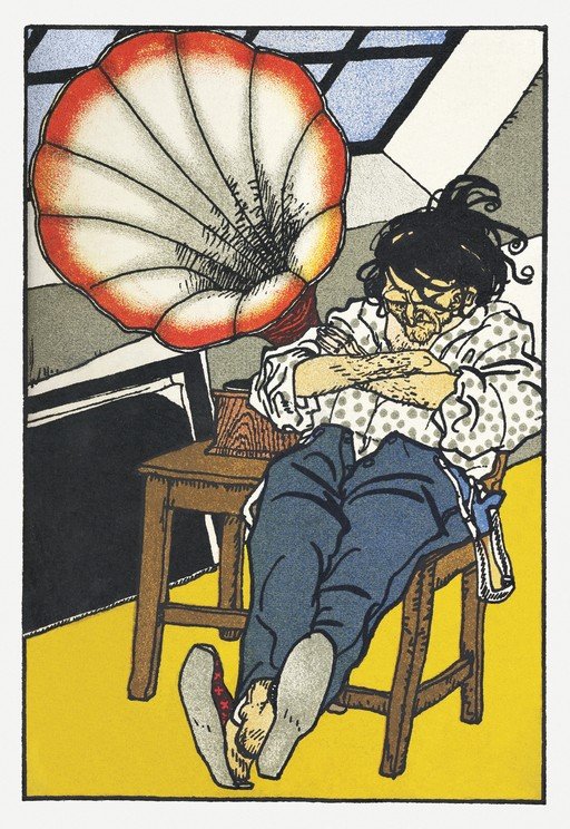 Man Slumped by Gramophone