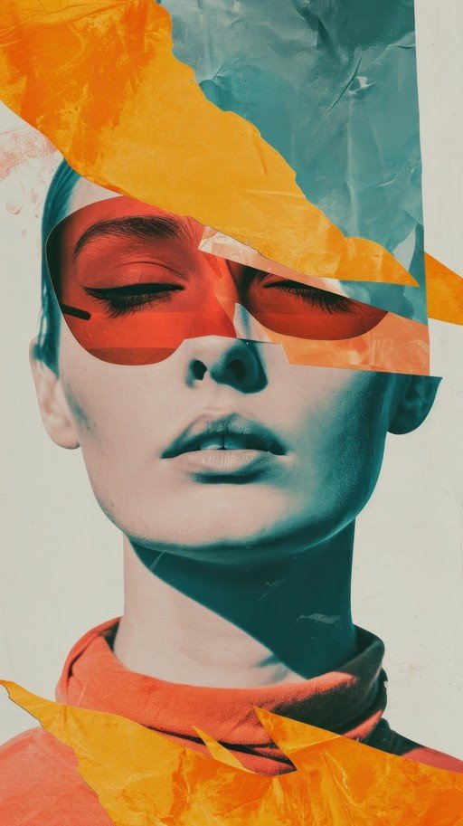 Collage Portrait of a Woman with Abstract Elements