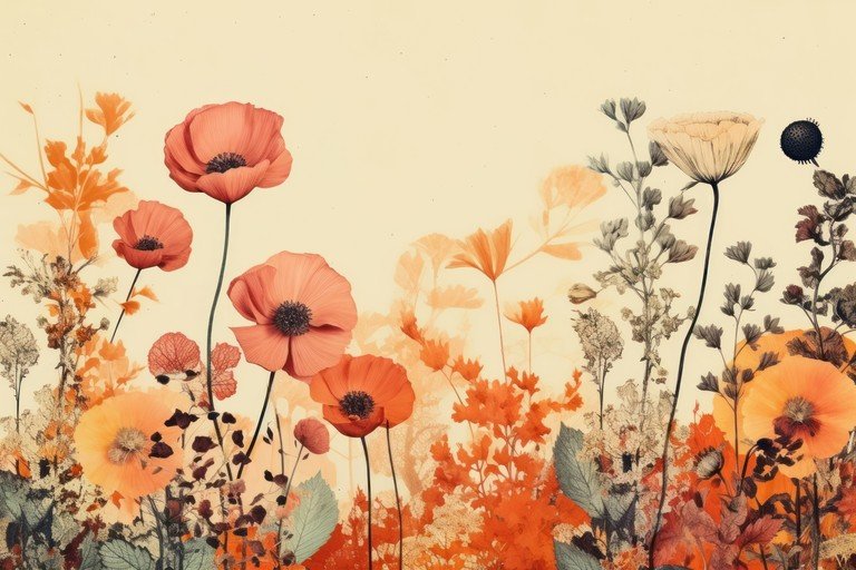 Vibrant Poppy Field with Delicate Floral Accents