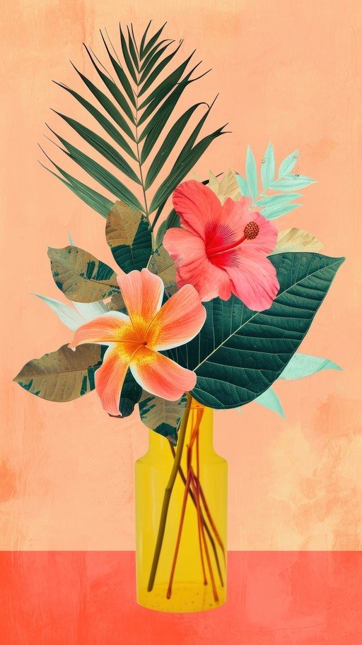 Tropical Floral Arrangement in Yellow Vase