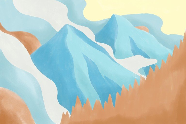 Abstract Mountain Landscape with Pastel Hues