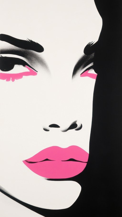 Bold Pop Art Portrait of a Woman with Pink Lips