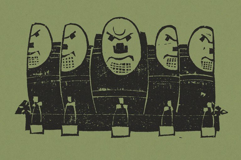 Five Angry Figures in a Row