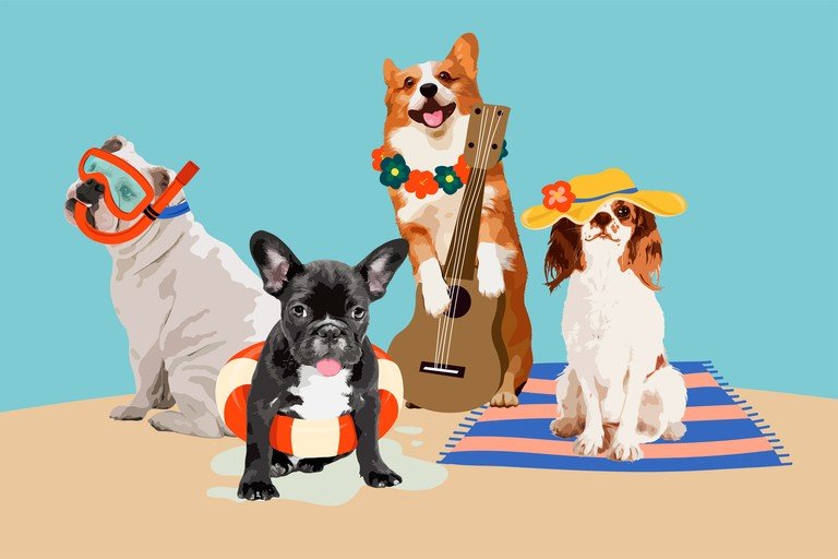 Dogs Enjoying a Beach Vacation