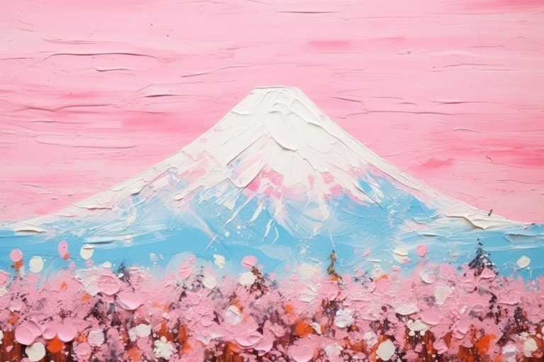 Impressionist Mount Fuji with Cherry Blossoms