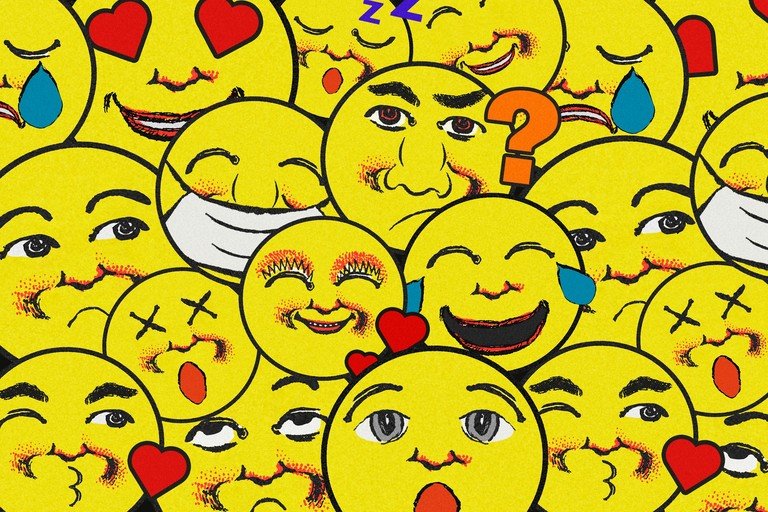 Diverse Emoji Faces Expressing a Spectrum of Emotions
