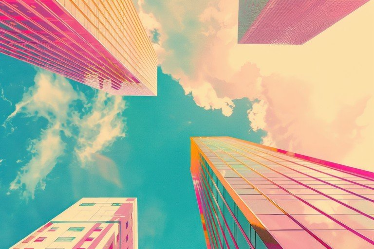 Skyscrapers Reaching for the Sky in Vibrant Colors