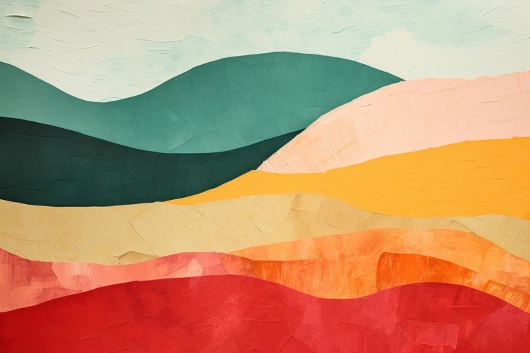 Abstract Landscape Painting with Rolling Hills