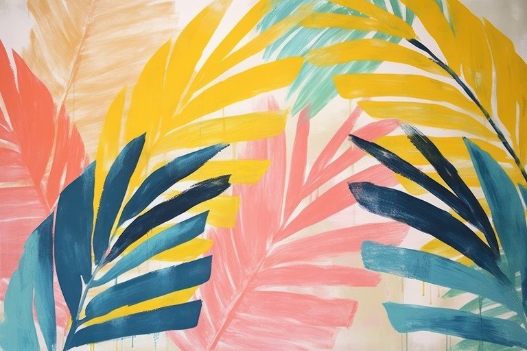 Abstract Tropical Leaves Painting