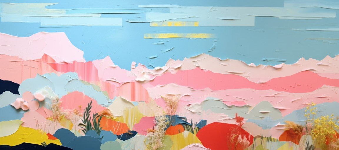 Abstract Landscape Painting with Pastel Palette