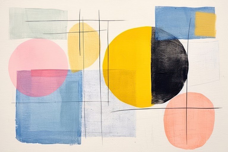 Abstract Geometric Composition with Circles and Rectangles