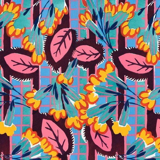 Vibrant Floral Pattern with Geometric Background