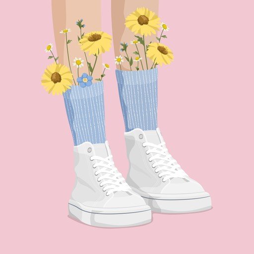 Floral Sneakers with Blooming Legs