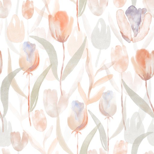 Soft Watercolor Tulip Pattern
