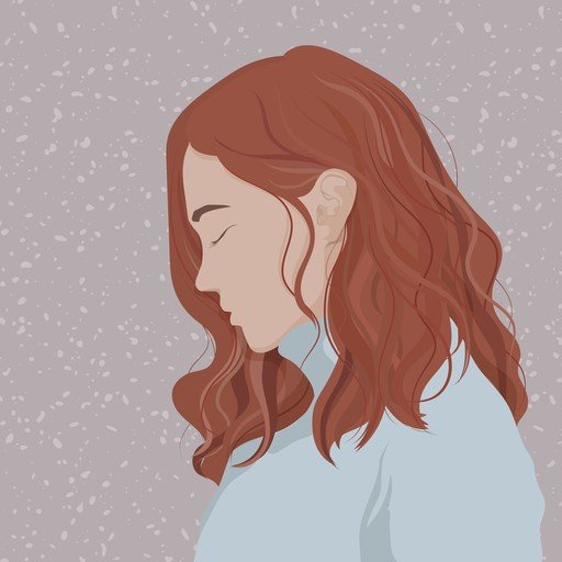 Woman with Red Hair in Blue Turtleneck