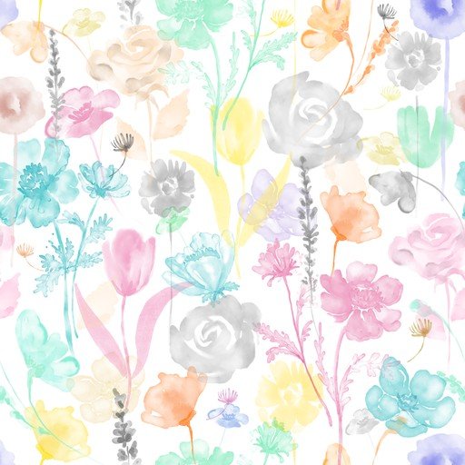 Watercolor Floral Pattern with Soft Pastel Hues