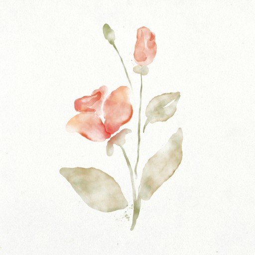 Watercolor Rose and Buds