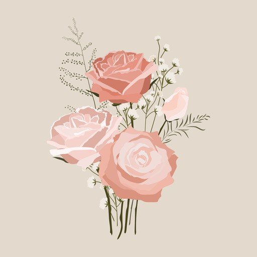 Soft Pink and Coral Rose Bouquet Illustration