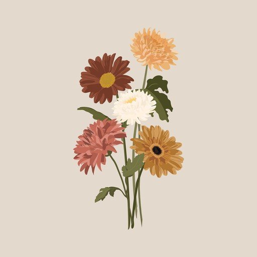 Autumnal Flower Arrangement Illustration