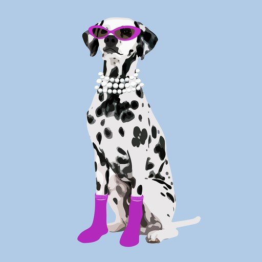 Dalmatian Dog Dressed Up in Sunglasses and Pearls