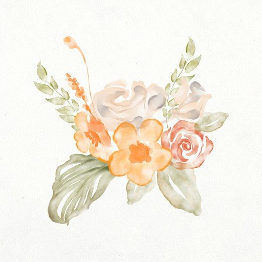 Watercolor Floral Arrangement with Orange and Peach Hues