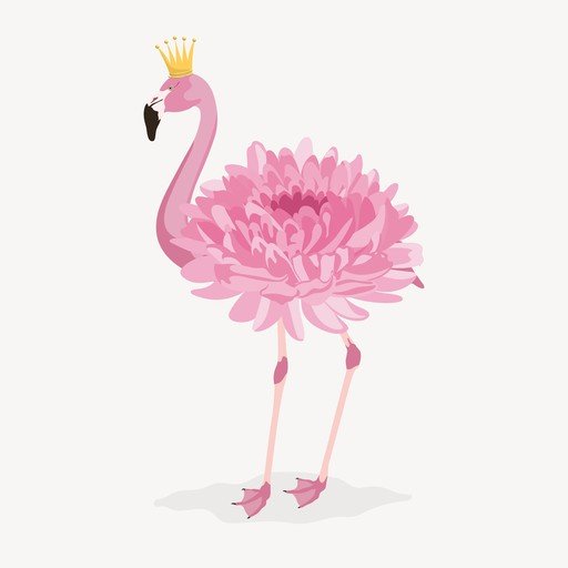 Pink Flamingo with Flower Body and Crown