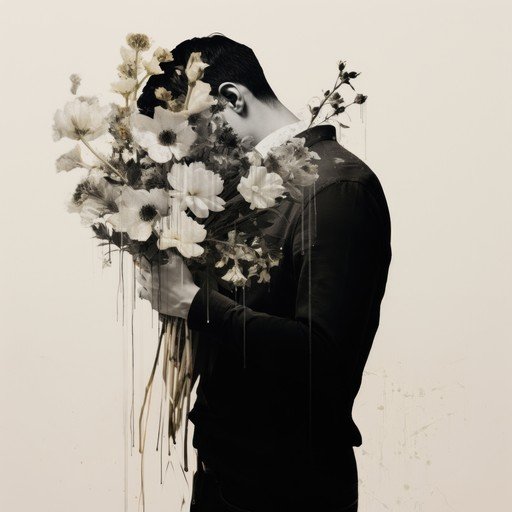 Man Holding Bouquet of Flowers