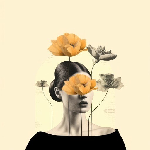 Surreal Portrait of a Woman with Flowers Obscuring Her Face