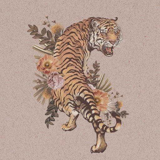 Tiger and Floral Collage