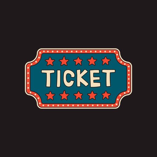 Retro Ticket Sign with Stars and Lights