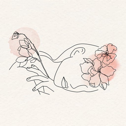 Minimalist Line Art of a Person with Flowers
