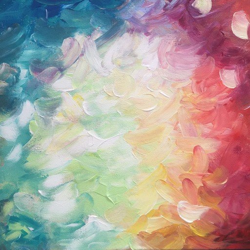 Abstract Rainbow Swirls Oil Painting