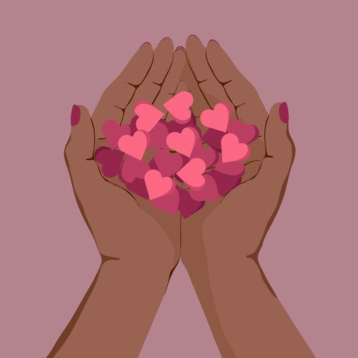 Hands Holding Pink Hearts