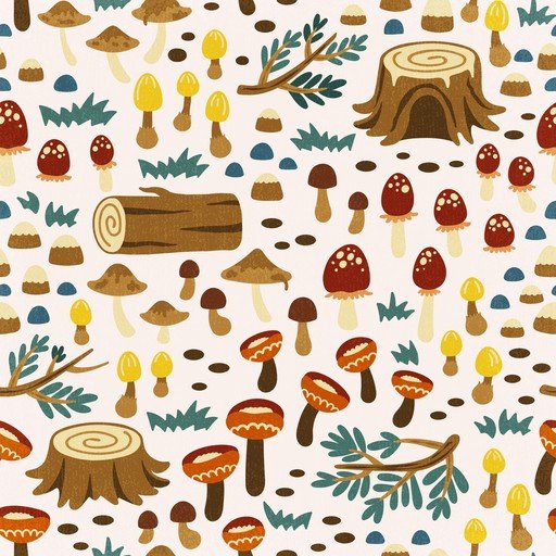 Whimsical Forest Mushroom and Woodland Pattern
