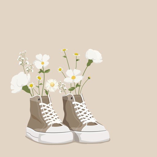 Sneakers Blooming with White Flowers
