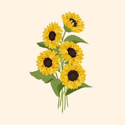 Vibrant Sunflower Bouquet Illustration