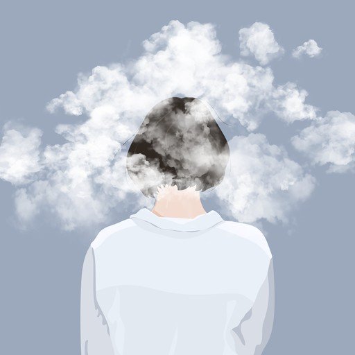 Woman's Head Filled With Clouds