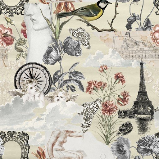 Vintage Collage: Paris, Nature, and Classical Art