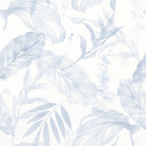 Soft Blue Watercolor Tropical Leaf Pattern
