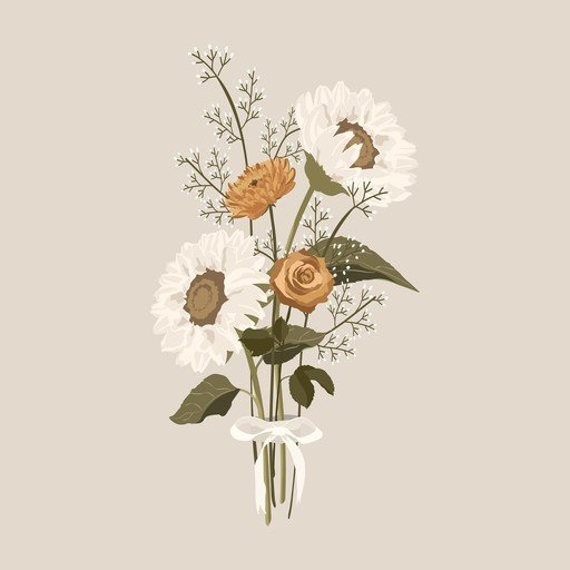 Autumnal Floral Arrangement with White Sunflowers and Roses