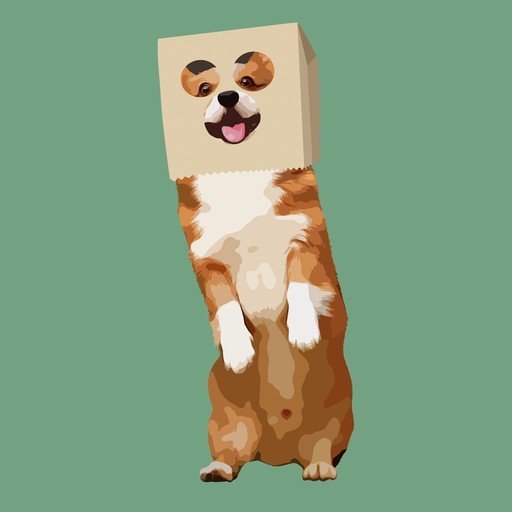 Corgi Dog Wearing a Paper Bag Over Its Head